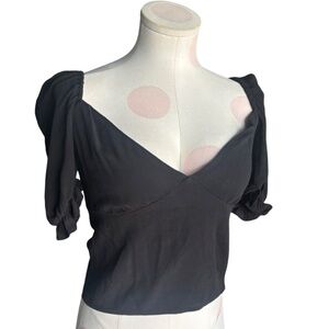 Revolve FLYNN SKYE Wilson Top BLACK CREPE Ruffle crop - small